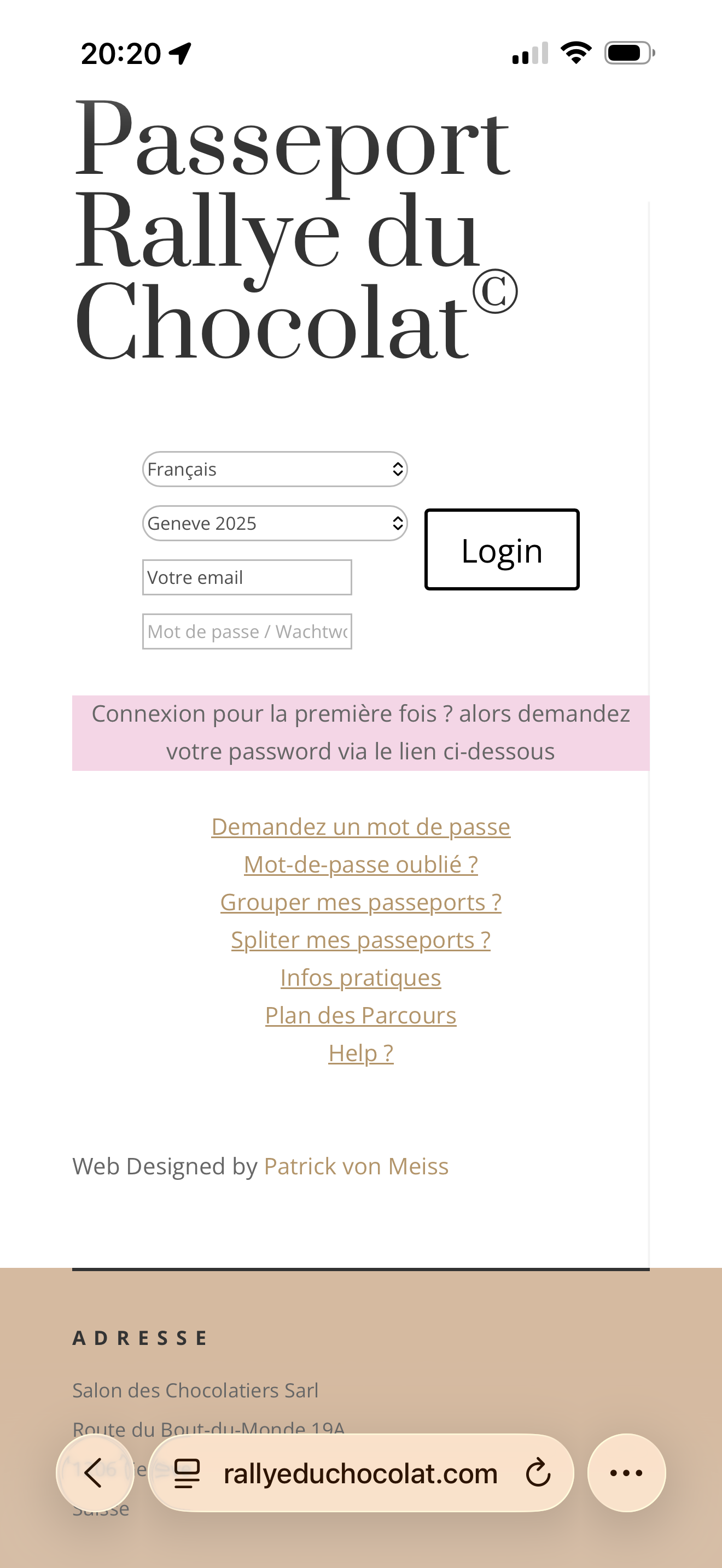 Application web du passeport